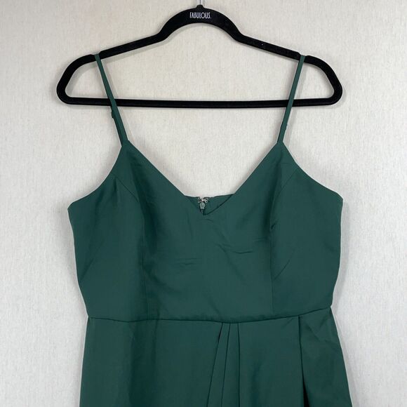 Lulus Reinette Green Midi Slip Dress L Christmas Holiday Party Event Wedding NWT - Picture 4 of 15